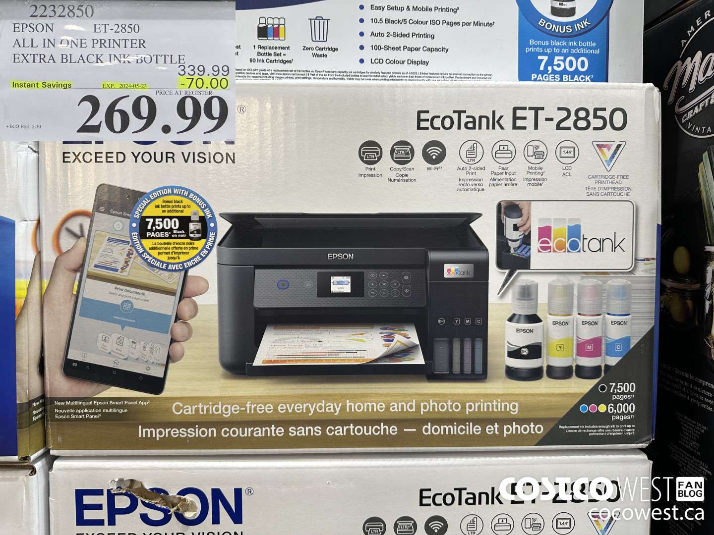 2232850 EPSON ET-2850 ALL IN ONE PRINTER EXTRA BLACK INK BOTTLE ($70.00 INSTANT SAVINGS EXPIRES ON 2024-05-23) $269.99