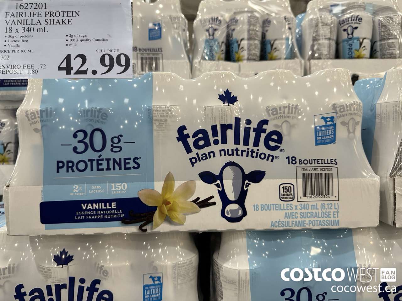 1627201 FAIRLIFE PROTEIN VANILLA SHAKE 18 X 340ML $42.99