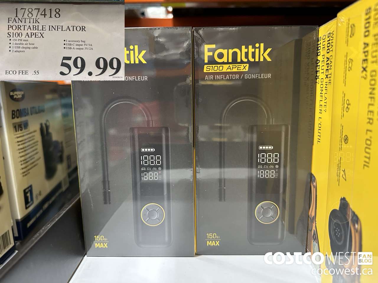1787418 FANTTIK PORTABLE INFLATOR S100 APEX $59.99