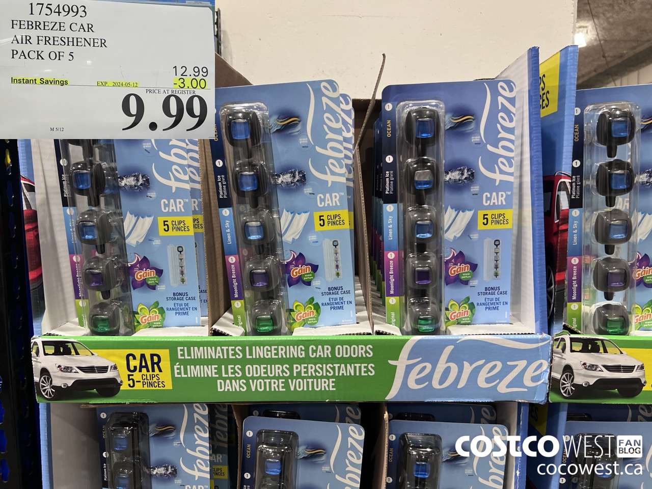 1754993 FEBREEZE CAR AIR FRESHENER PACK OF 5 ($3.00 INSTANT SAVINGS EXPIRES ON 2024-05-12) $9.99