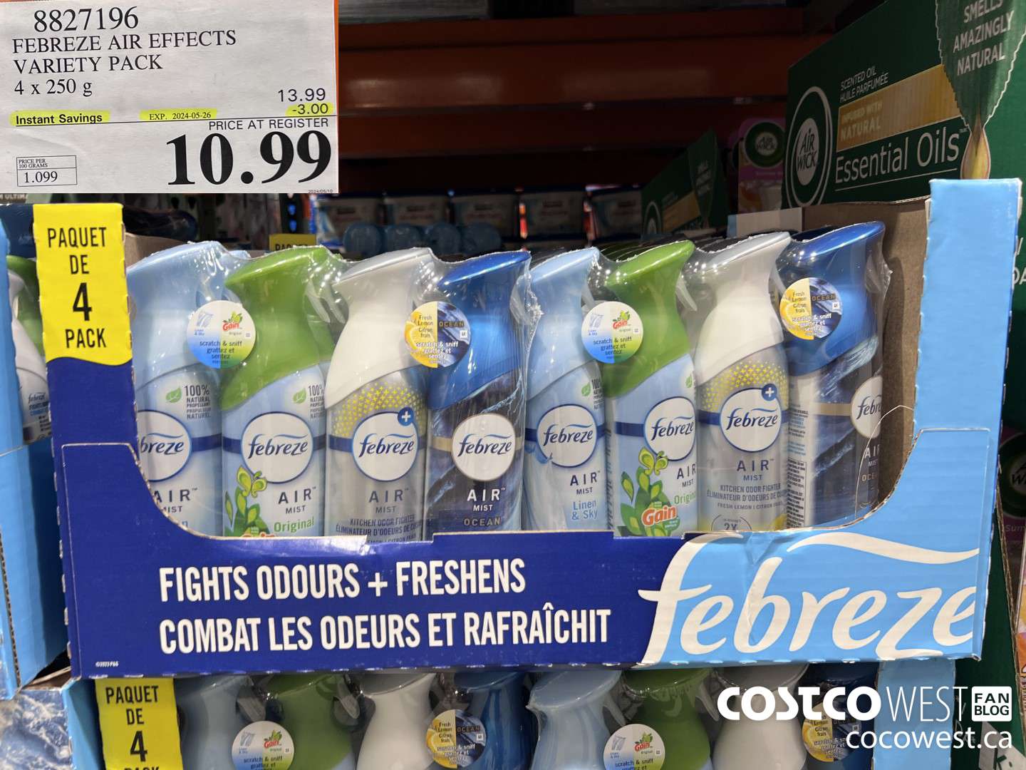 8827196 FEBREZE AIR EFFECTS VARIETY PACK 4 X 250 G ($3.00 INSTANT SAVINGS EXPIRES ON 2024-05-26) $10.99