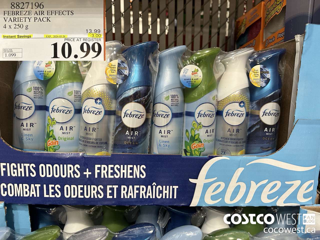 8827196 FEBREZE AIR EFFECTS VARIETY PACK 4 X 250 G ($3.00 INSTANT SAVINGS EXPIRES ON 2024-05-26) $10.99