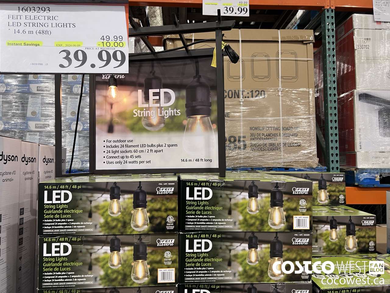 1603293 FEIT ELECTRIC LED STRING LIGHTS 14.6 M (48FT) ($10.00 INSTANT SAVINGS EXPIRES ON 2024-06-09) $39.99