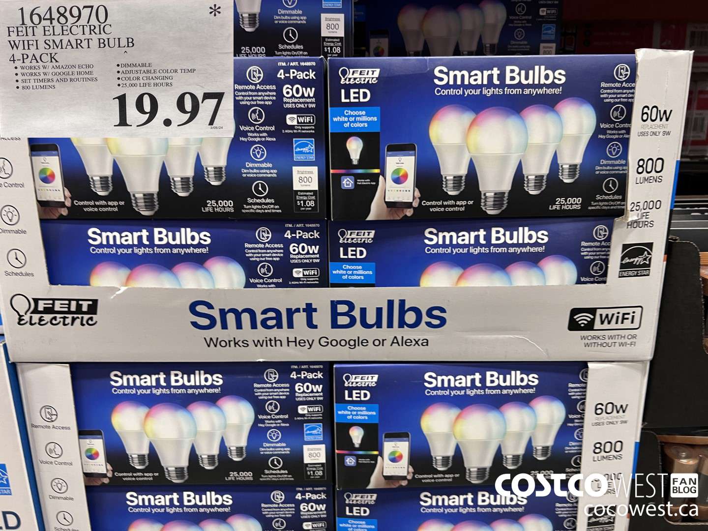 1648970 FEIT ELECTRIC WIFI SMART BULB 4-PACK $19.97