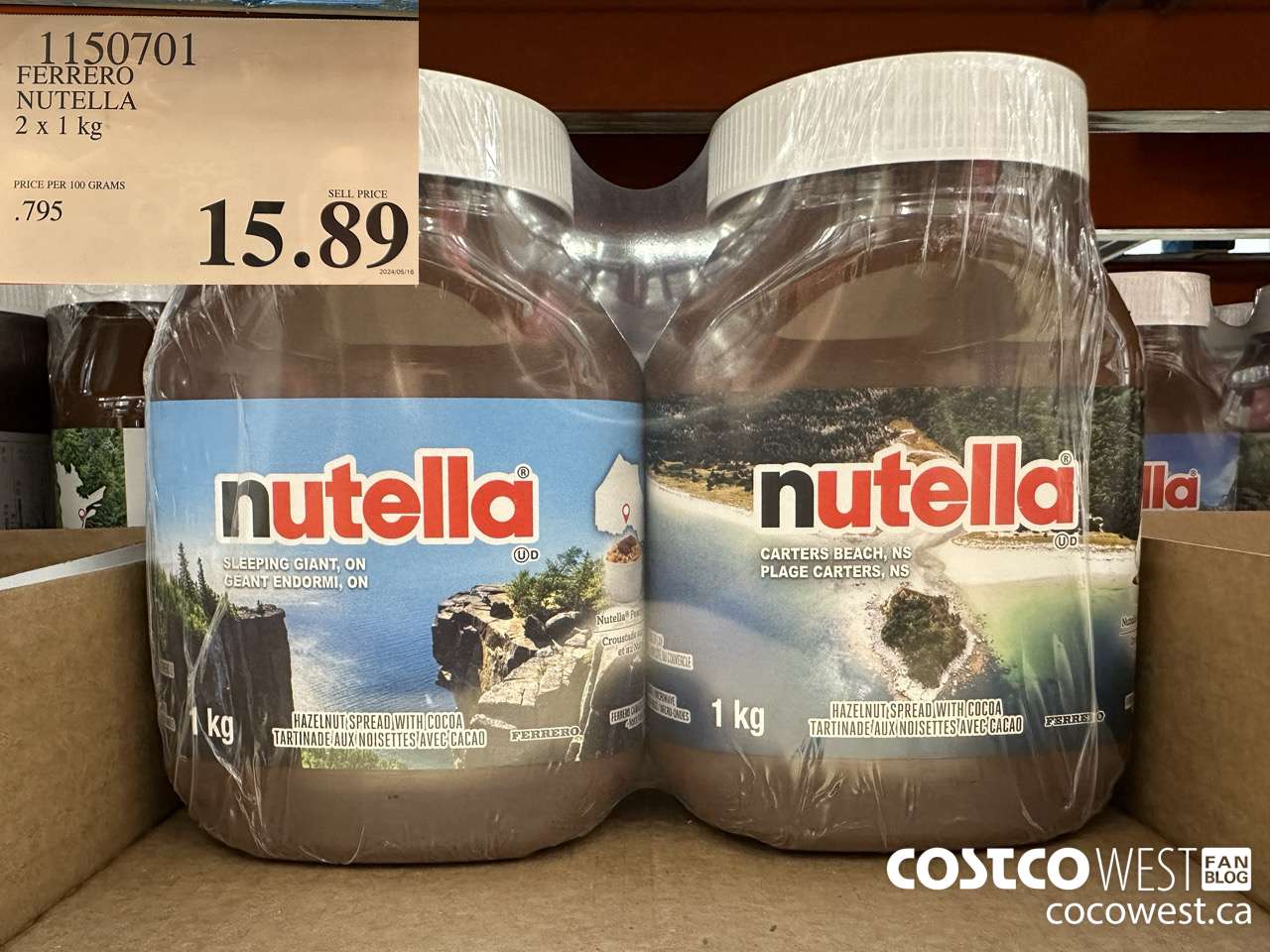 1150701 FERRERO NUTELLA 2 X 1 KG $15.89