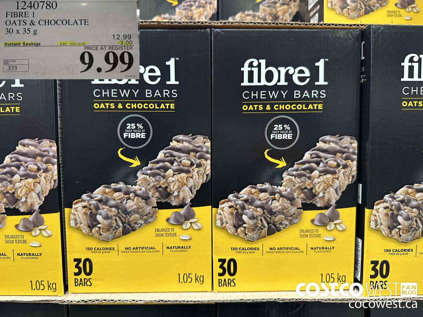 1240780 FIBRE 1 OATS & CHOCOLATE 30 X 35 G ($3.00 INSTANT SAVINGS EXPIRES ON 2024-05-05) $9.99