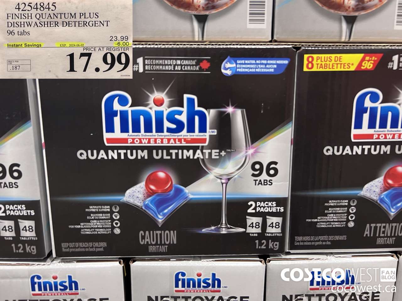 4254845 FINISH QUANTUM PLUS DISHWASHER DETERGENT 96 TABS ($6.00 INSTANT SAVINGS EXPIRES ON 2024-06-02) $17.99