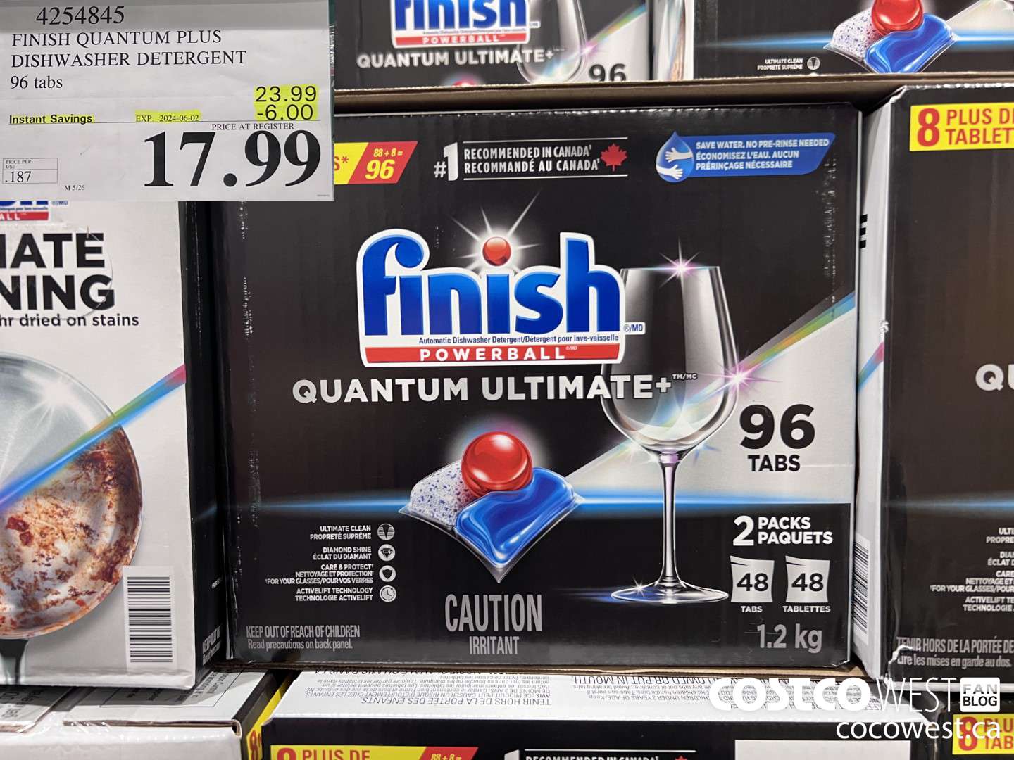 4254845 FINISH QUANTUM PLUS DISHWASHER DETERGENT 96 TABS ($6.00 INSTANT SAVINGS EXPIRES ON 2024-06-02) $17.99