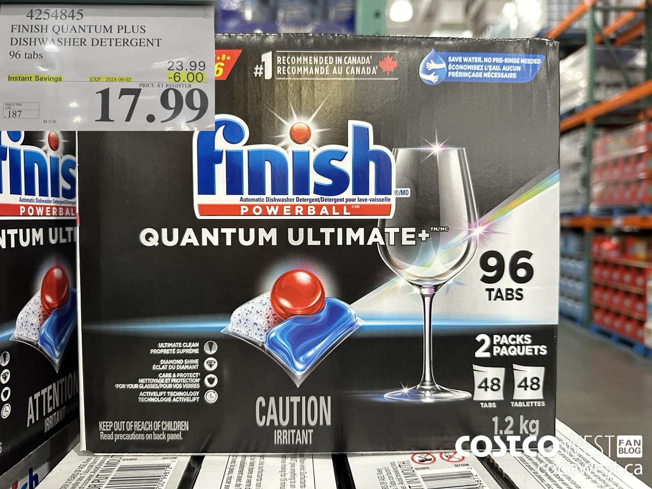 4254845 FINISH QUANTUM PLUS DISHWASHER DETERGENT 96 TABS ($6.00 INSTANT SAVINGS EXPIRES ON 2024-06-02) $17.99
