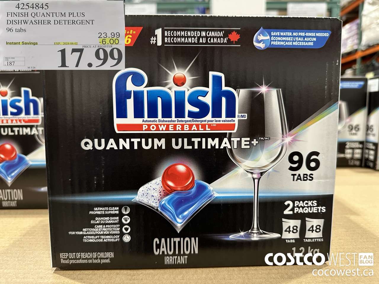 4254845 FINISH QUANTUM PLUS DISHWASHER DETERGENT 96 TABS ($6.00 INSTANT SAVINGS EXPIRES ON 2024-06-02) $17.99