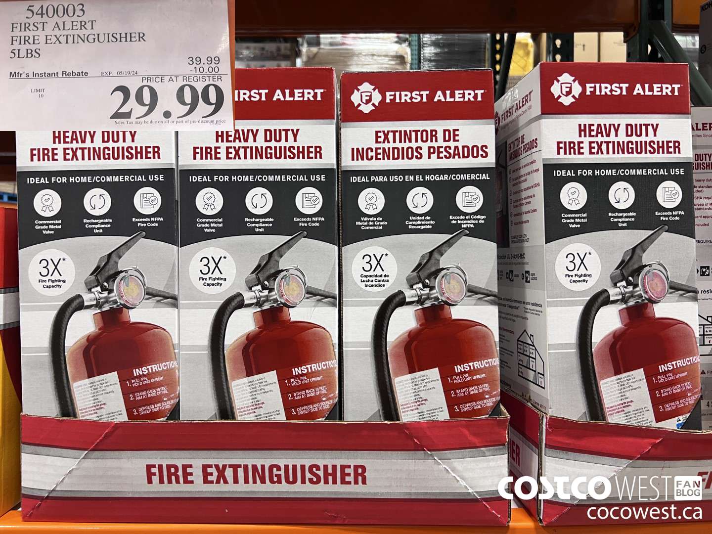 540003 FIRST ALERT FIRE EXTINGUISHER 5 LBS ($10.00 INSTANT SAVINGS EXPIRES ON 2024-05-19) $29.99