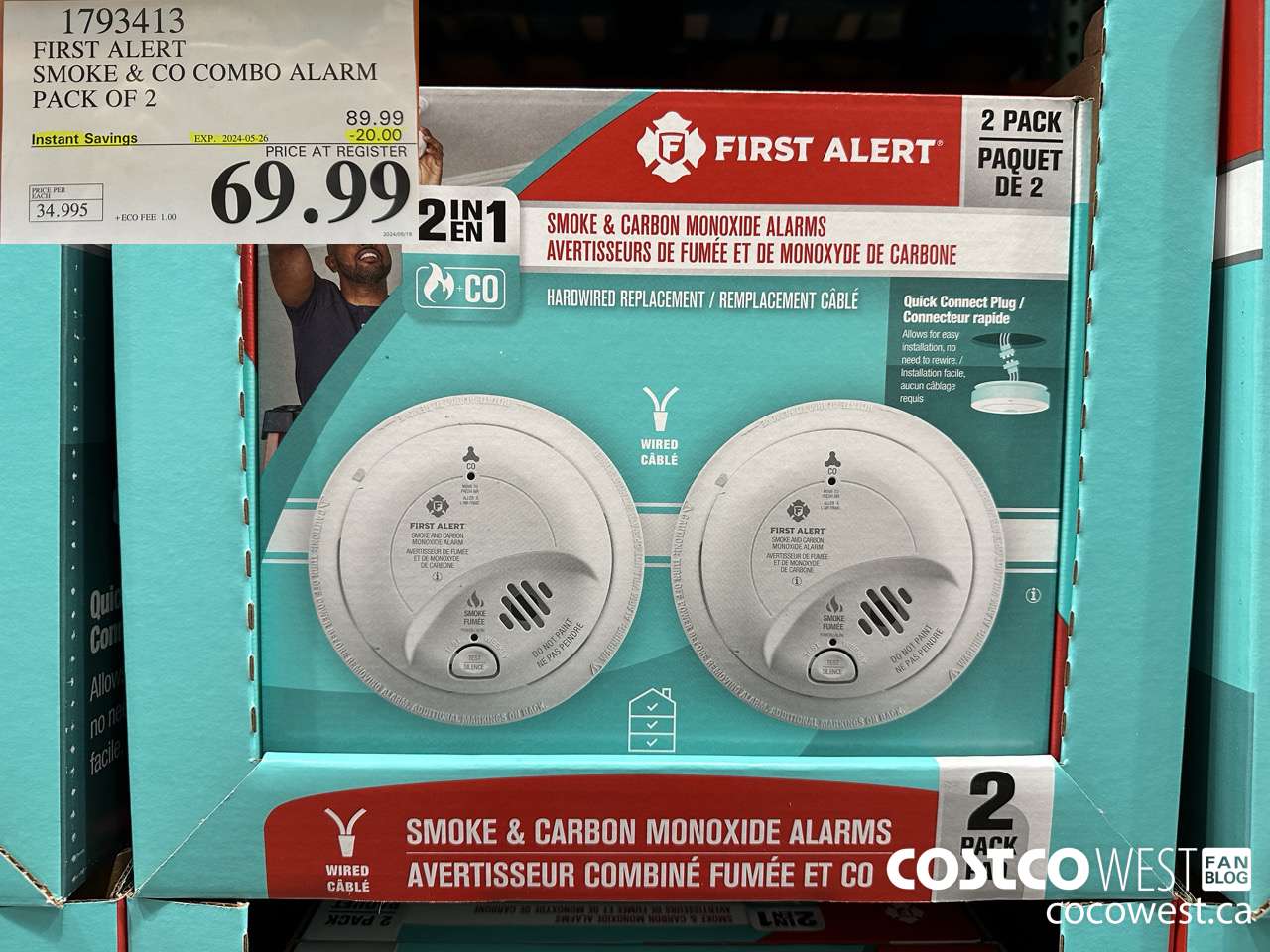 1793413 FIRST ALERT SMOKE & CO COMBO ALARM PACK OF 2 ($20.00 INSTANT SAVINGS EXPIRES ON 2024-05-26) $69.99