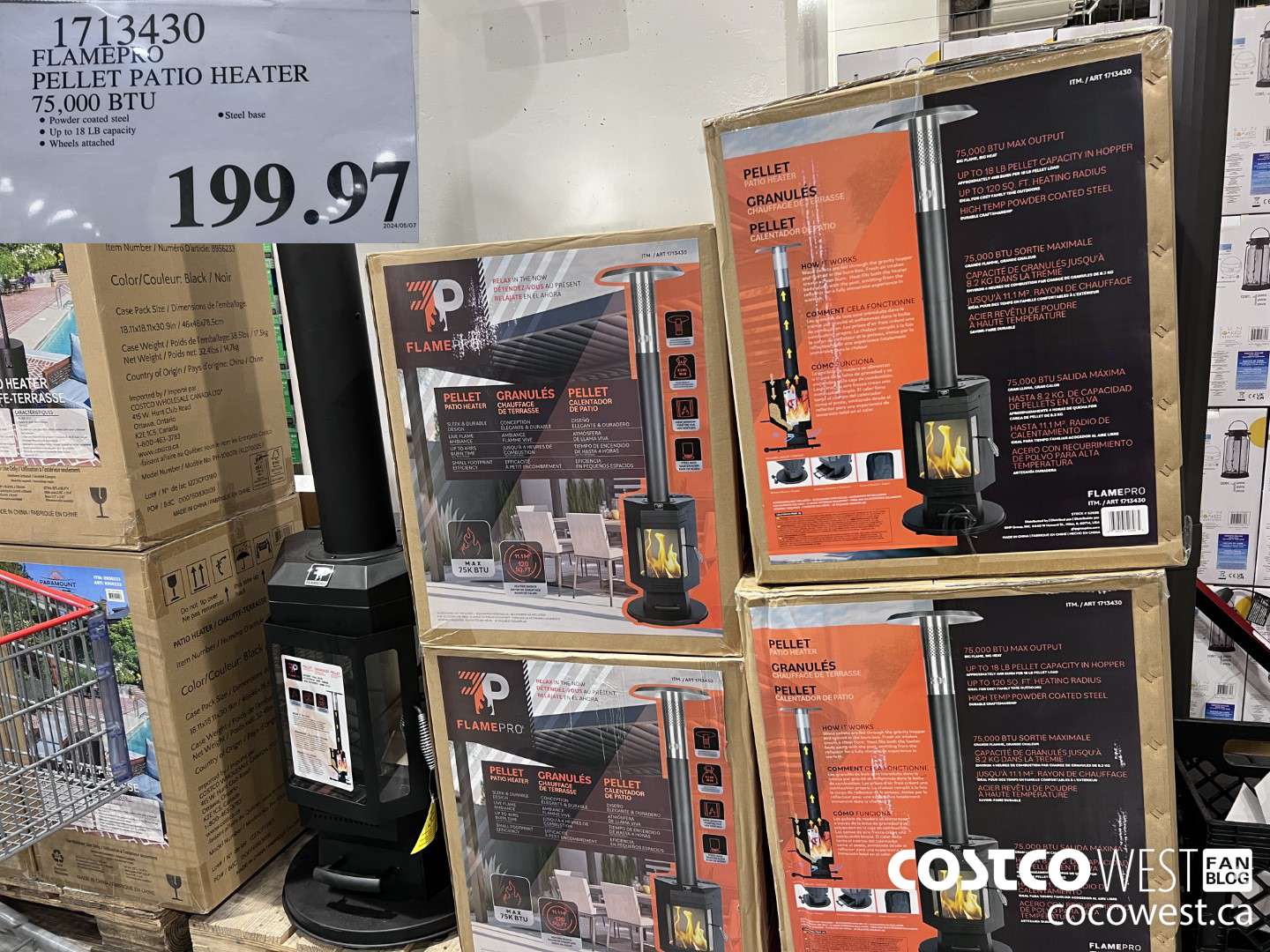 1713430 FLAMEPRO PELLET PATIO HEATER 75,000 BTU $199.97