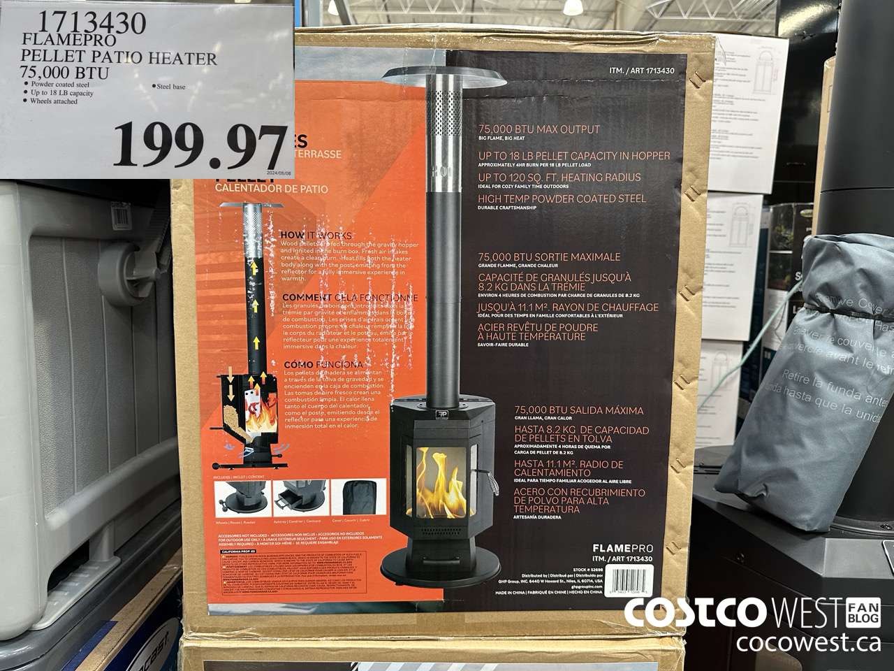 1713430 FLAMEPRO PELLET PATIO HEATER 75,000 BTU $199.97