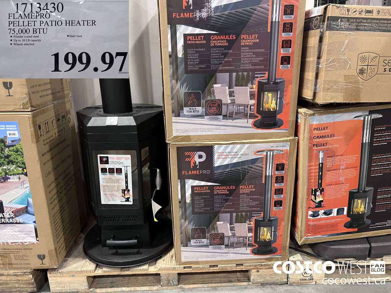 1713430 FLAMEPRO PELLET PATIO HEATER 75,000 BTU $199.97