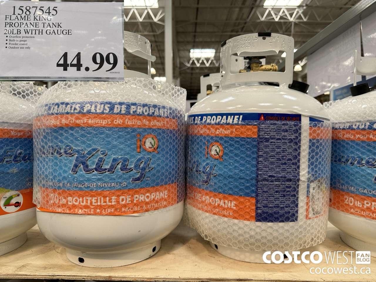 1587545 FLAME KING PROPANE TANK 20LB WITH GAUGE $44.99