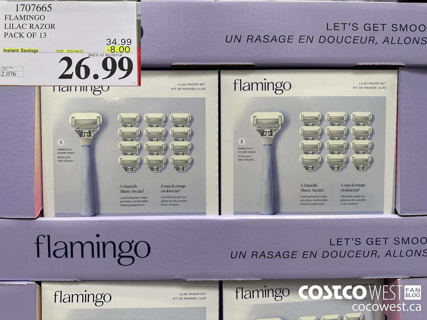 1707665 FLAMINGO WOMEN'S RAZOR LILAC SHAVE SET 13 CARTRIDGES ($8.00 INSTANT SAVINGS EXPIRES ON 2024-06-02) $26.99