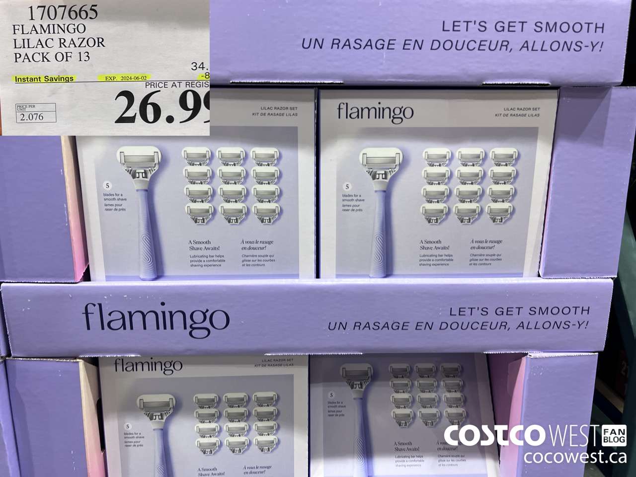 1707665 FLAMINGO WOMEN'S RAZOR LILAC SHAVE SET 13 CARTRIDGES ($8.00 INSTANT SAVINGS EXPIRES ON 2024-06-02) $26.99