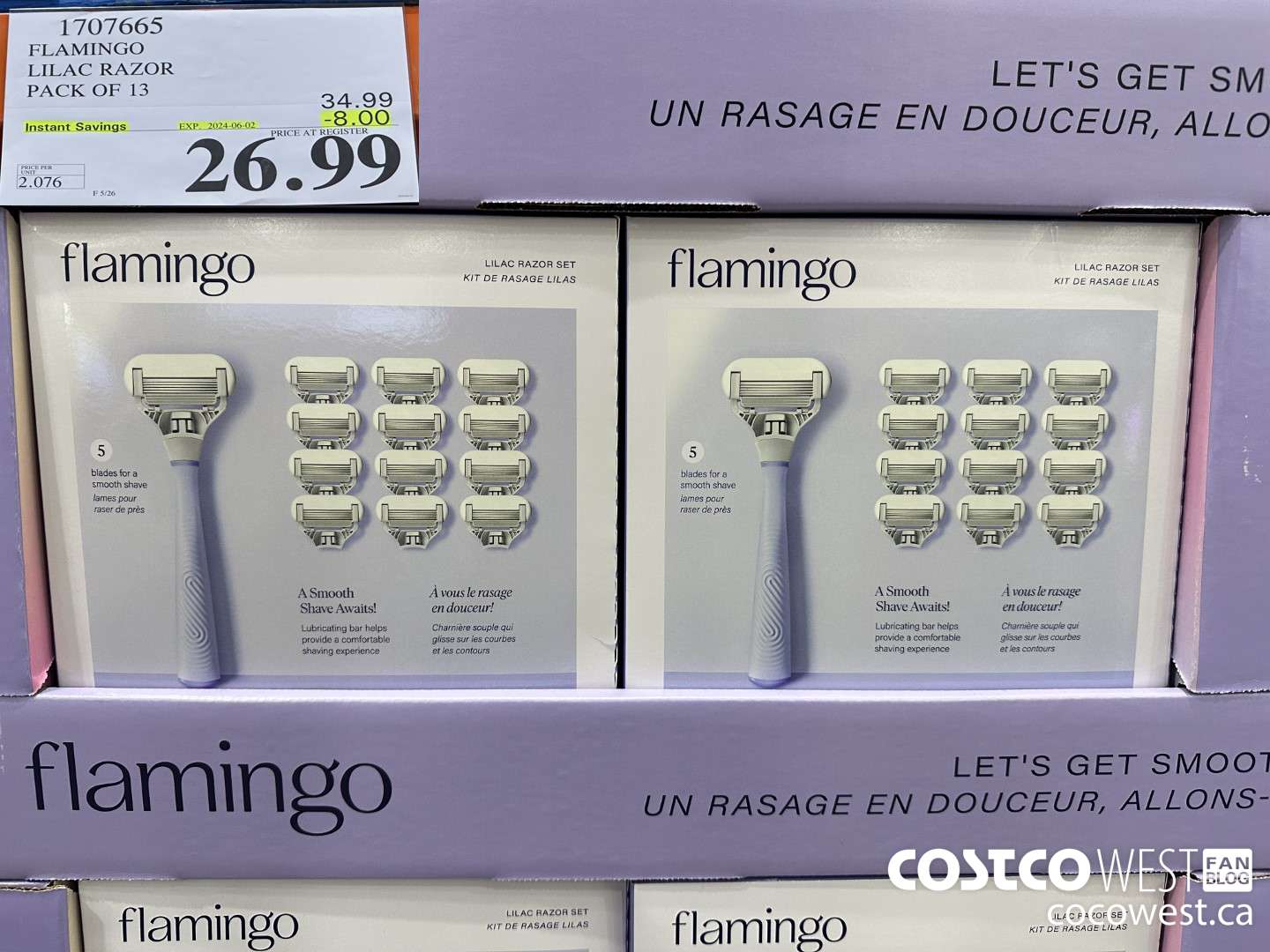 1707665 FLAMINGO WOMEN'S RAZOR LILAC SHAVE SET 13 CARTRIDGES ($8.00 INSTANT SAVINGS EXPIRES ON 2024-06-02) $26.99