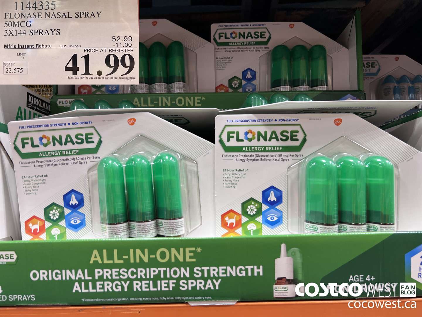 1144335 FLONASE NASAL SPRAY 50MCG 3 X 144 SPRAYS ($11.00 INSTANT SAVINGS EXPIRES ON 2024-05-05) $41.99