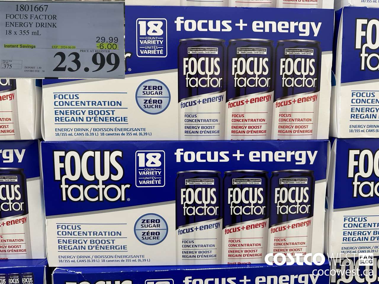 1801667 FOCUS FACTOR ENERGY DRINK 18 x 355 mL ($6.00 INSTANT SAVINGS EXPIRES ON 2024-06-09) $23.99
