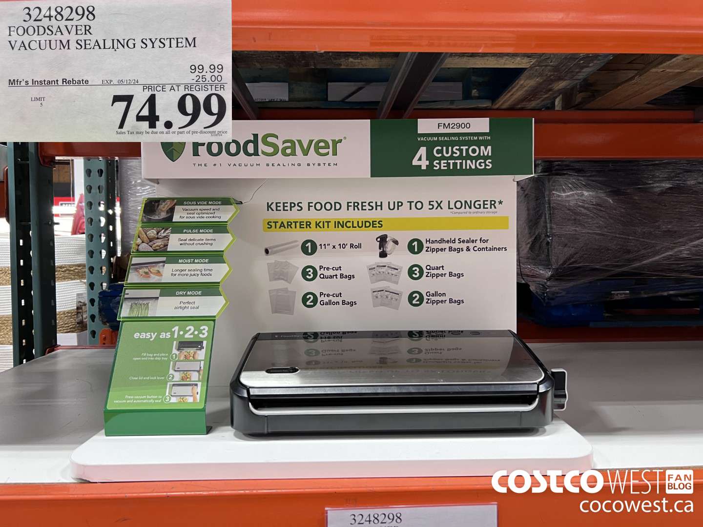 3248298 FOODSAVER VACUUM SEALING SYSTEM ($25.00 INSTANT SAVINGS EXPIRES ON 2024-05-12) $74.99