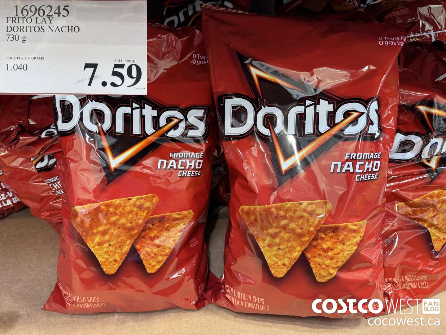 1696245 FRITO LAY DORITOS NACHO 730G $7.59