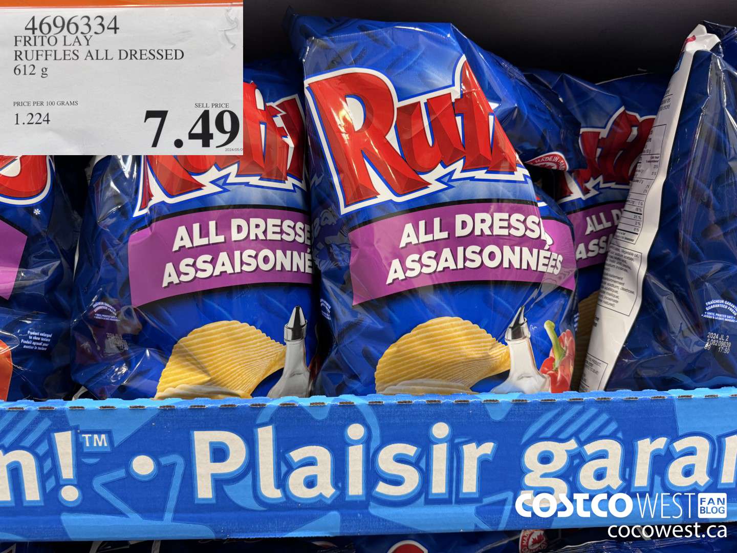 4696334 FRITO LAY RUFFLES ALL DRESSED 612G $7.49