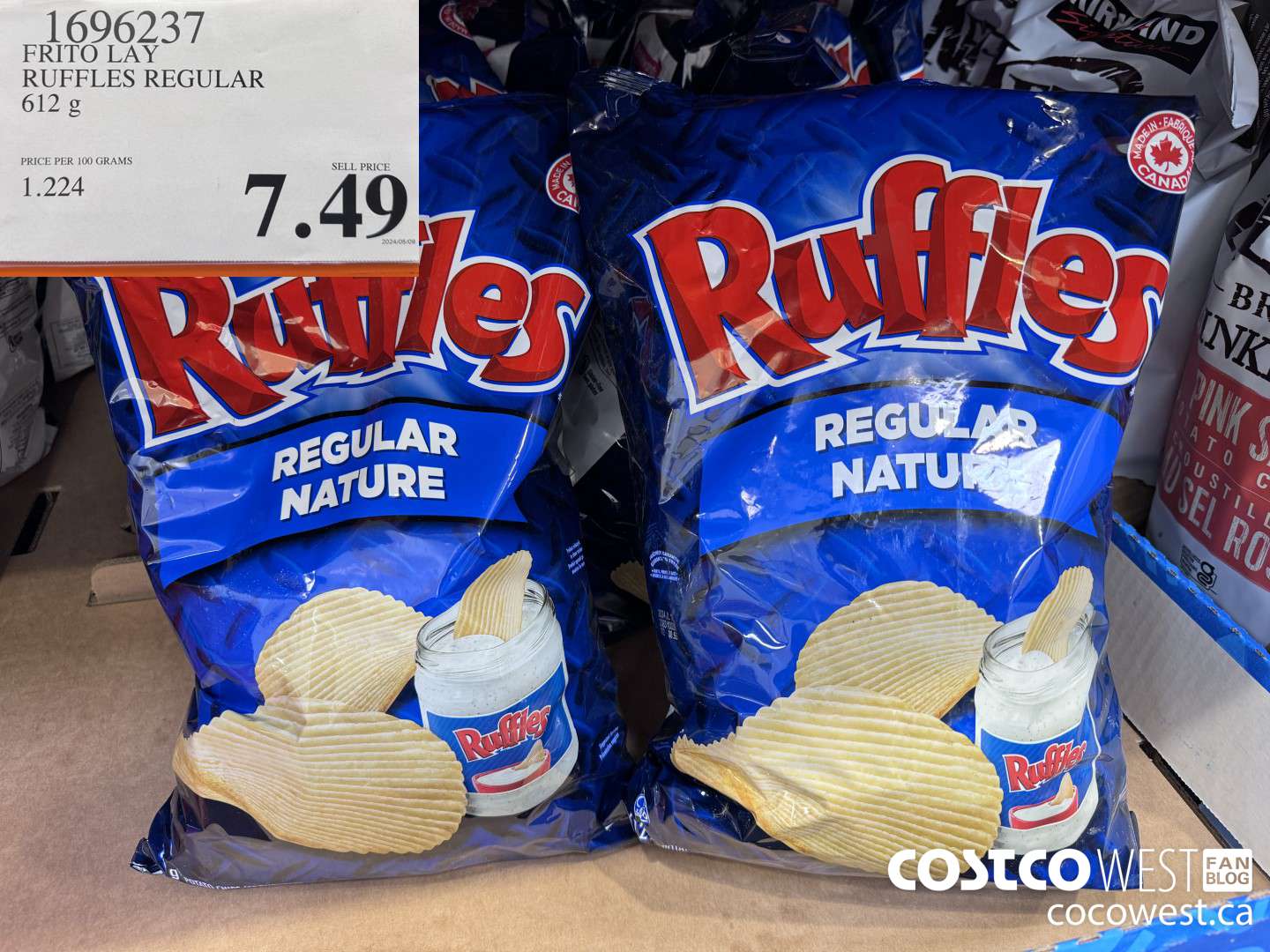 1696237 FRITO LAY RUFFLES REGULAR 612 G $7.49