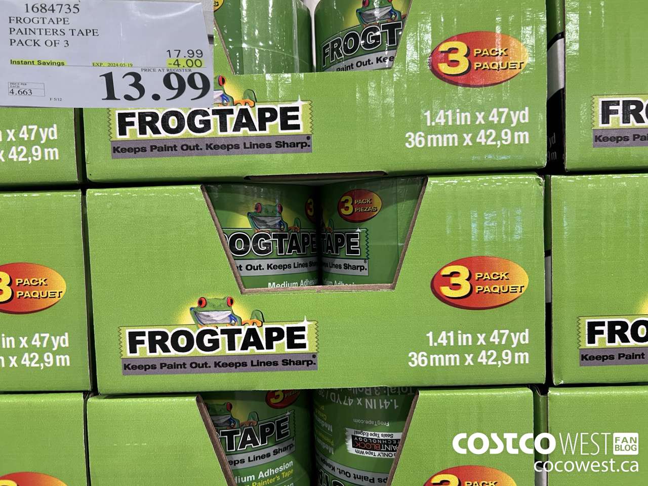 1684735 FROGTAPE PAINTERS TAPE PACK OF 3 ($4.00 INSTANT SAVINGS EXPIRES ON 2024-05-19) $13.99