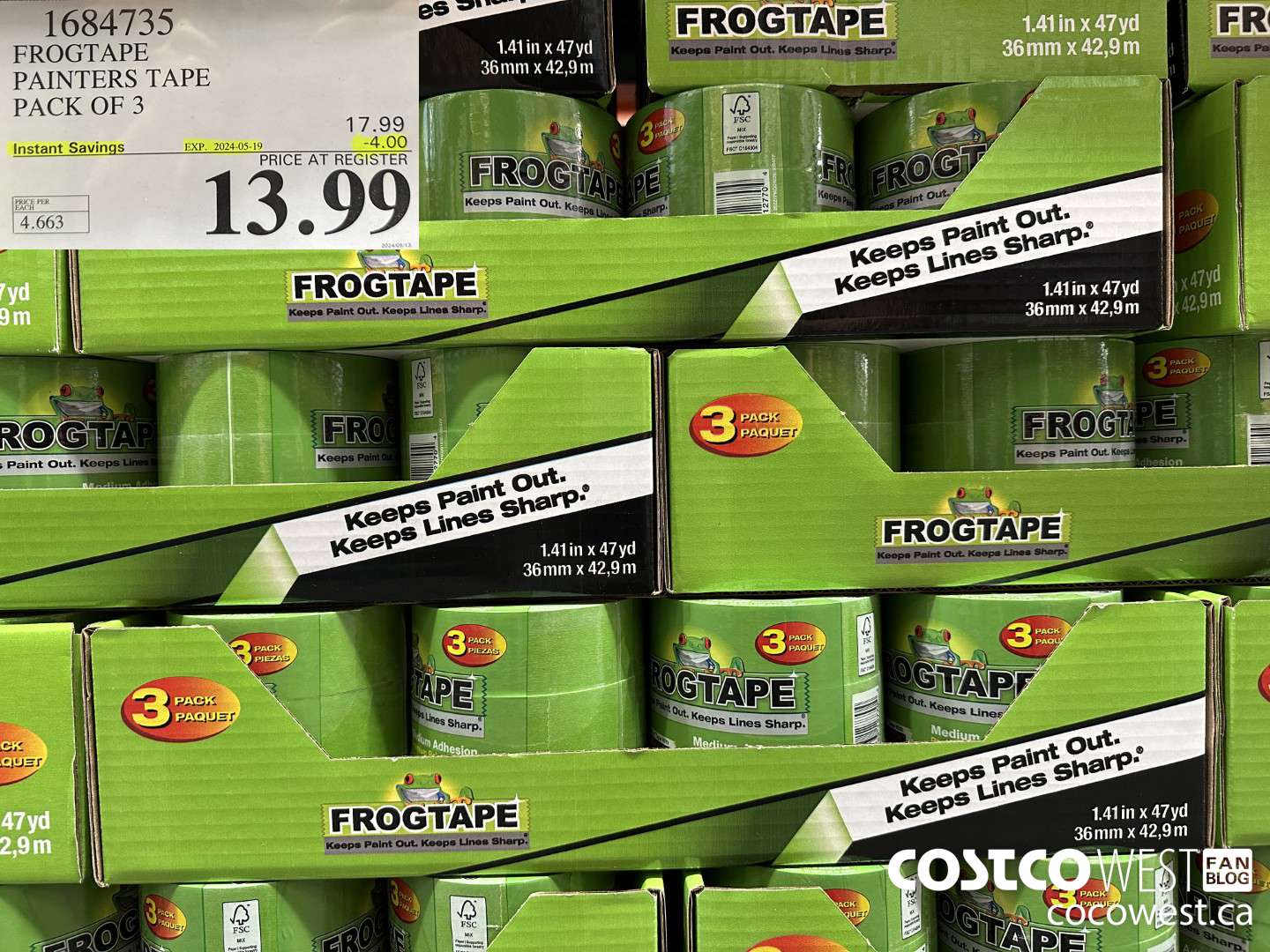 1684735 FROGTAPE PAINTERS TAPE PACK OF 3 ($4.00 INSTANT SAVINGS EXPIRES ON 2024-05-19) $13.99