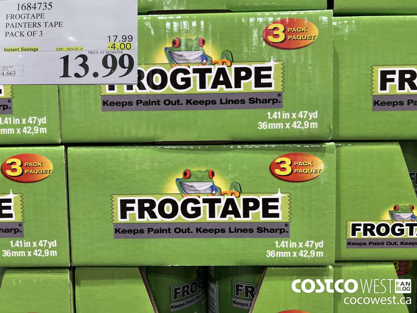 1684735 FROGTAPE PAINTERS TAPE PACK OF 3 ($4.00 INSTANT SAVINGS EXPIRES ON 2024-05-19) $13.99