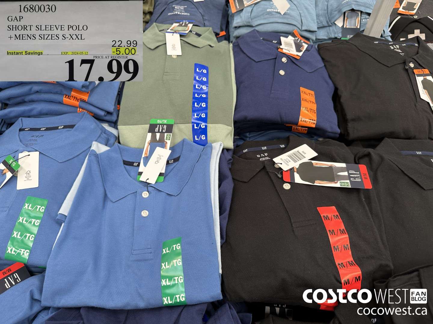 1680030 GAP SHORT SLEEVE POLO MENS SIZES S-XXL ($5.00 INSTANT SAVINGS EXPIRES ON 2024-05-12) $17.99