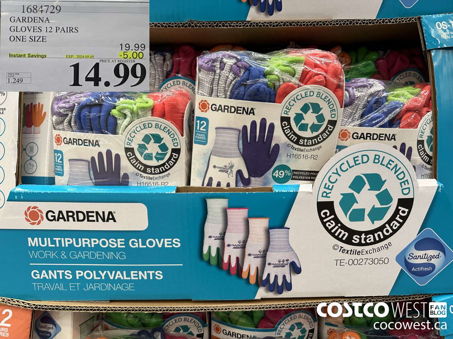 1684729 GARDENA GLOVES PACK OF 12 ONE SIZE ($5.00 INSTANT SAVINGS EXPIRES ON 2024-05-05) $14.99