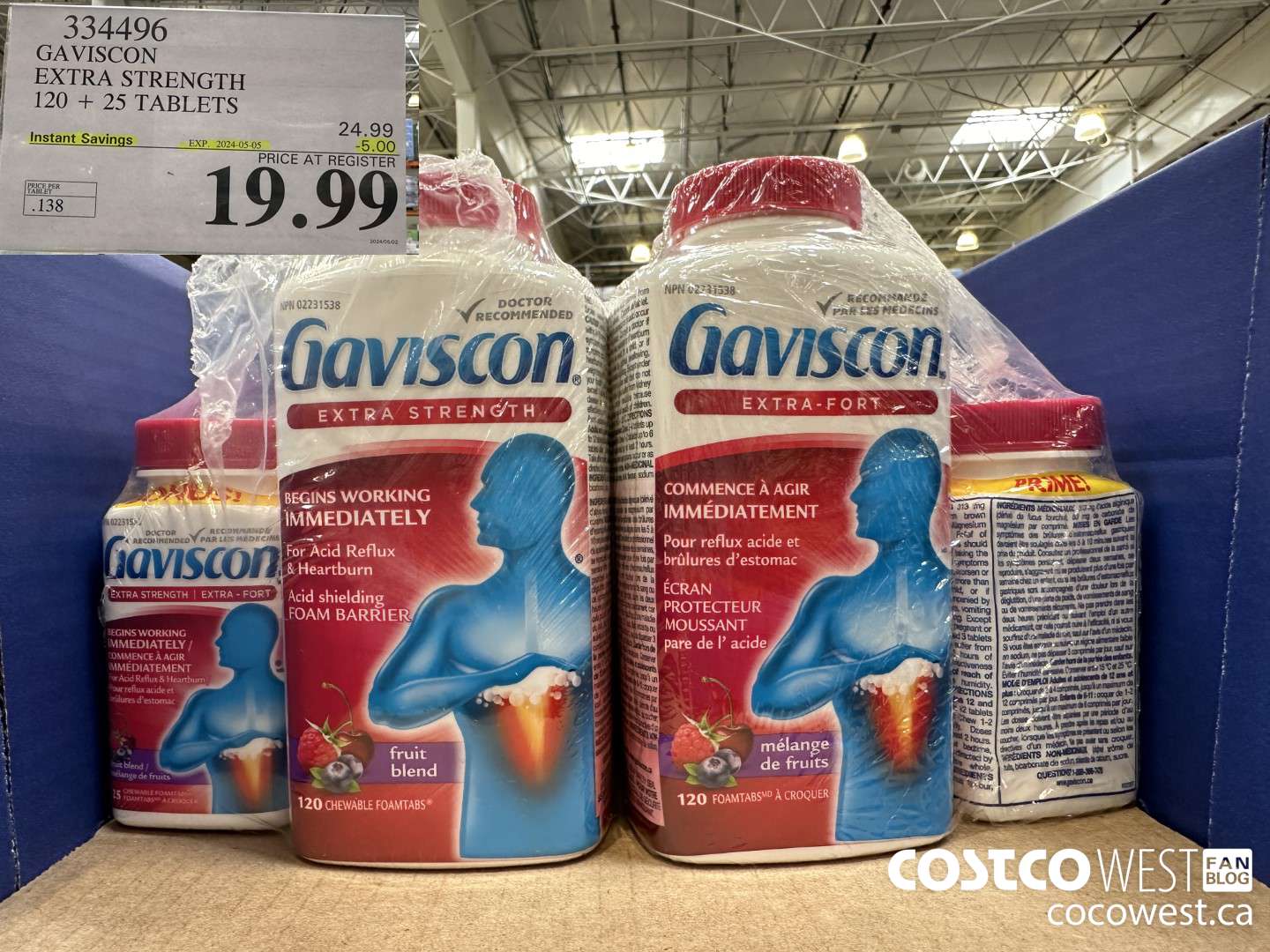 334496 GAVISCON EXTRA STRENGTH 120 + 25 TABLETS ($5.00 INSTANT SAVINGS EXPIRES ON 2024-05-05) $19.99
