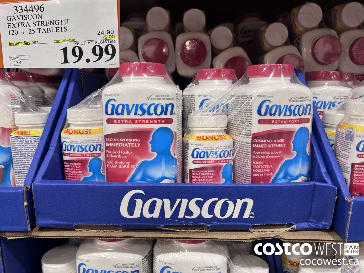334496 GAVISCON EXTRA STRENGTH 120 + 25 TABLETS ($5.00 INSTANT SAVINGS EXPIRES ON 2024-06-02) $19.99