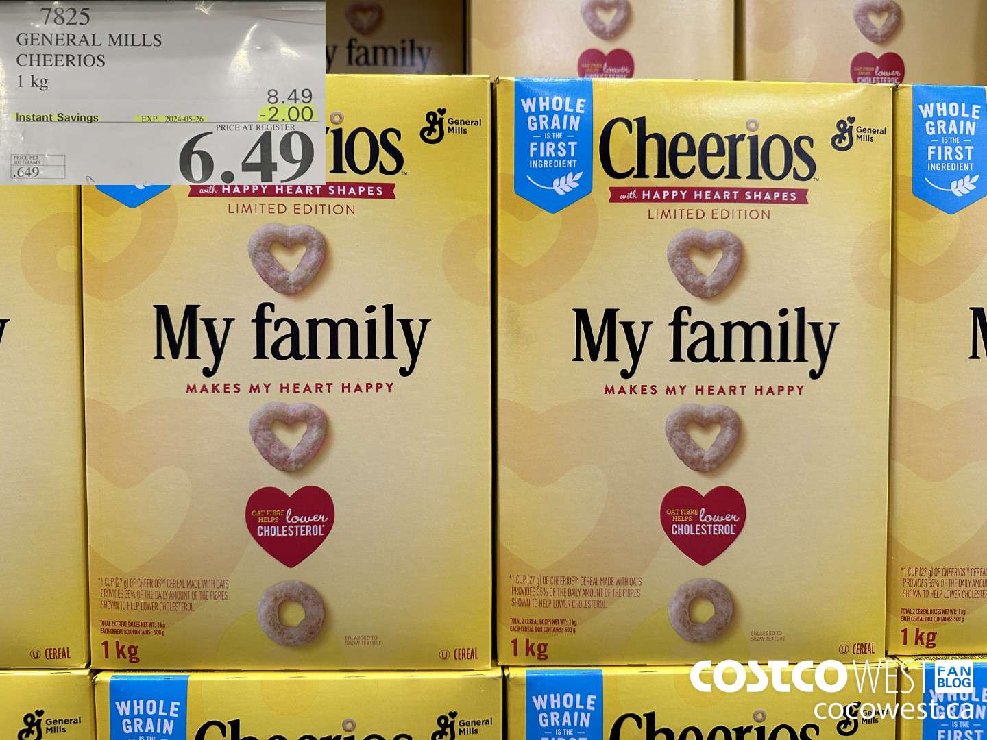 7825 GENERAL MILLS CHEERIOS 1 kg ($2.00 INSTANT SAVINGS EXPIRES ON 2024-05-26) $6.49