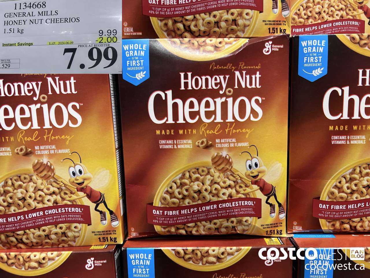 1134668 GENERAL MILLS HONEY NUT CHEERIOS 1.51 kg ($2.00 INSTANT SAVINGS EXPIRES ON 2024-06-09) $7.99