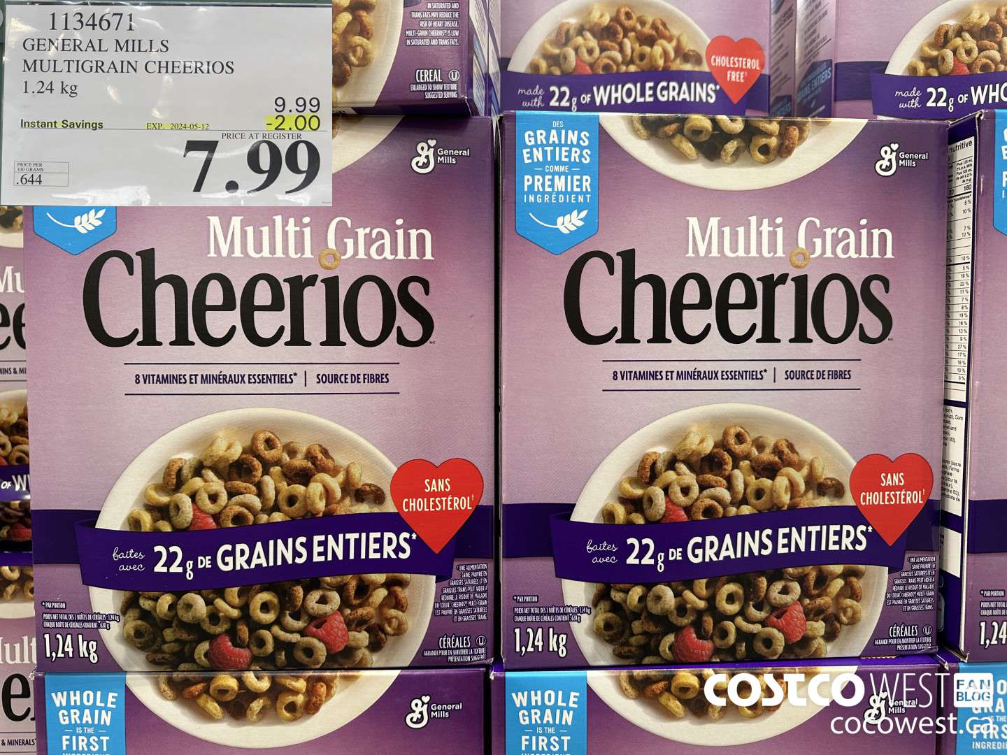 1134671 GENERAL MILLS MULTIGRAIN CHEERIOS 1.24 kg ($2.00 INSTANT SAVINGS EXPIRES ON 2024-05-12) $7.99