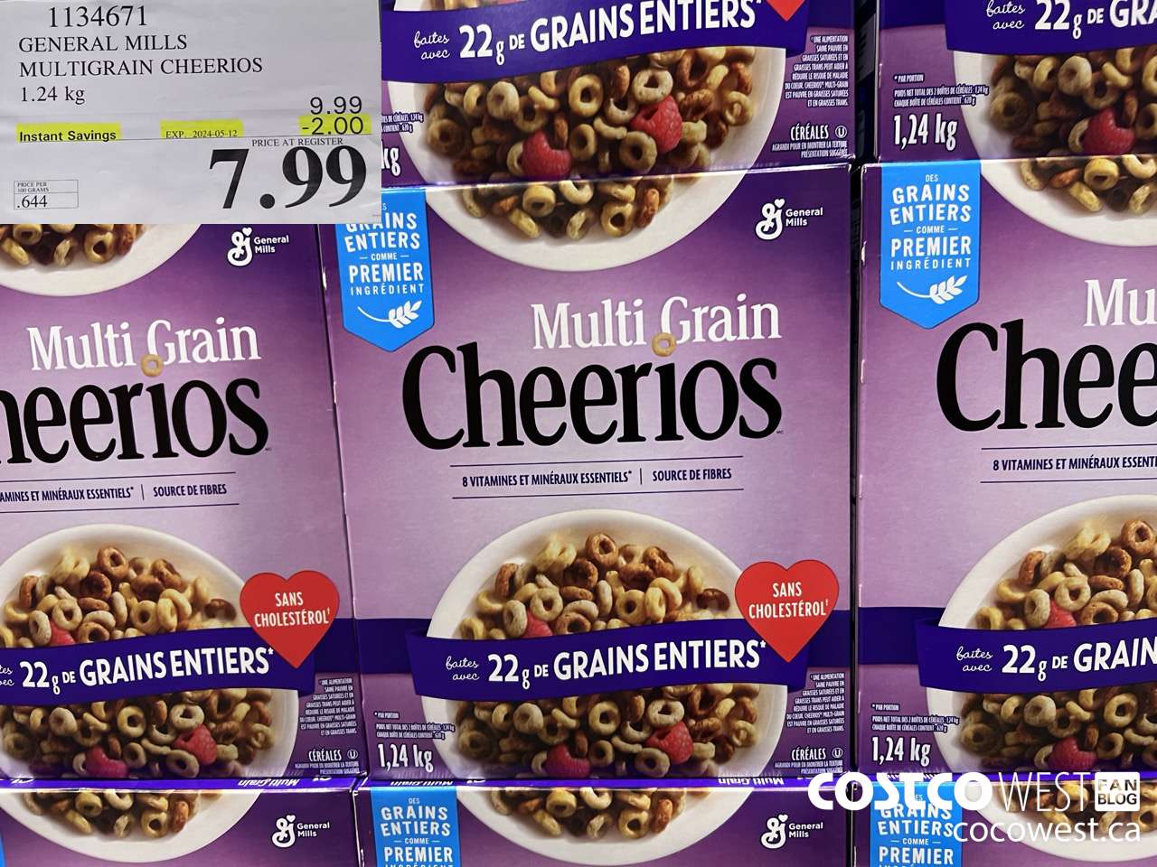 1134671 GENERAL MILLS MULTIGRAIN CHEERIOS 1.24 kg ($2.00 INSTANT SAVINGS EXPIRES ON 2024-05-12) $7.99