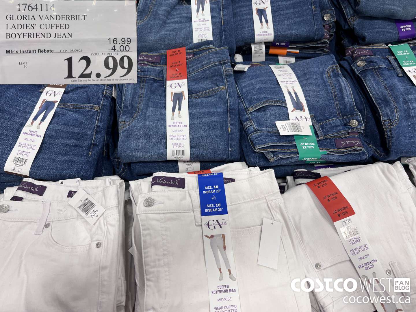 1764114 GLORIA VANDERBILT LADIES' CUFFED BOYFRIEND JEAN ($4.00 INSTANT SAVINGS EXPIRES ON 2024-05-09) $12.99