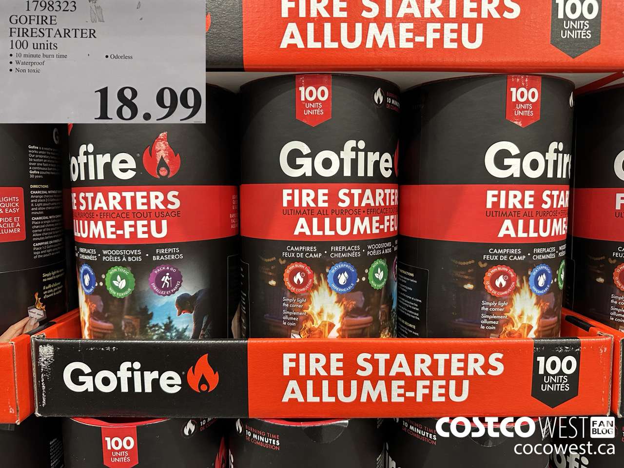 1798323 GOFIRE FIRESTARTER 100 UNITS $18.99