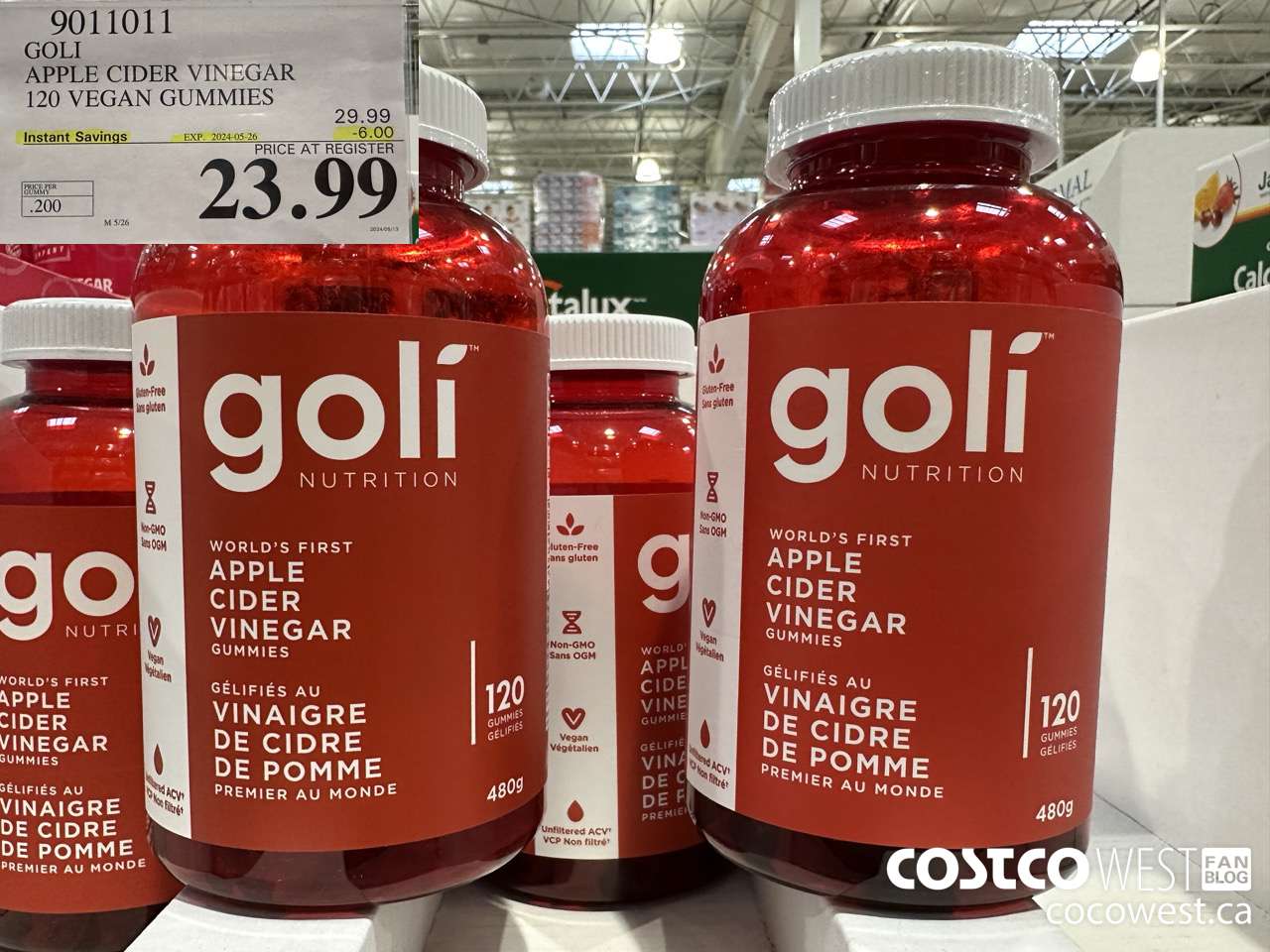 9011011 GOLI APPLE CIDER VINEGAR 120 VEGAN GUMMIES ($6.00 INSTANT SAVINGS EXPIRES ON 2024-05-26) $23.99