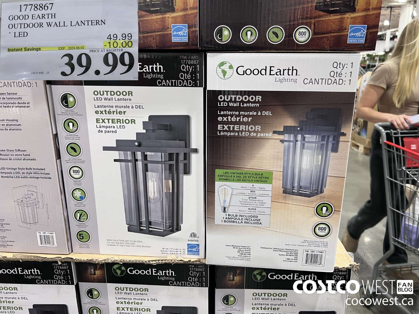 1778867 GOOD EARTH OUTDOOR WALL LANTERN LED ($10.00 INSTANT SAVINGS EXPIRES ON 2024-06-02) $39.99