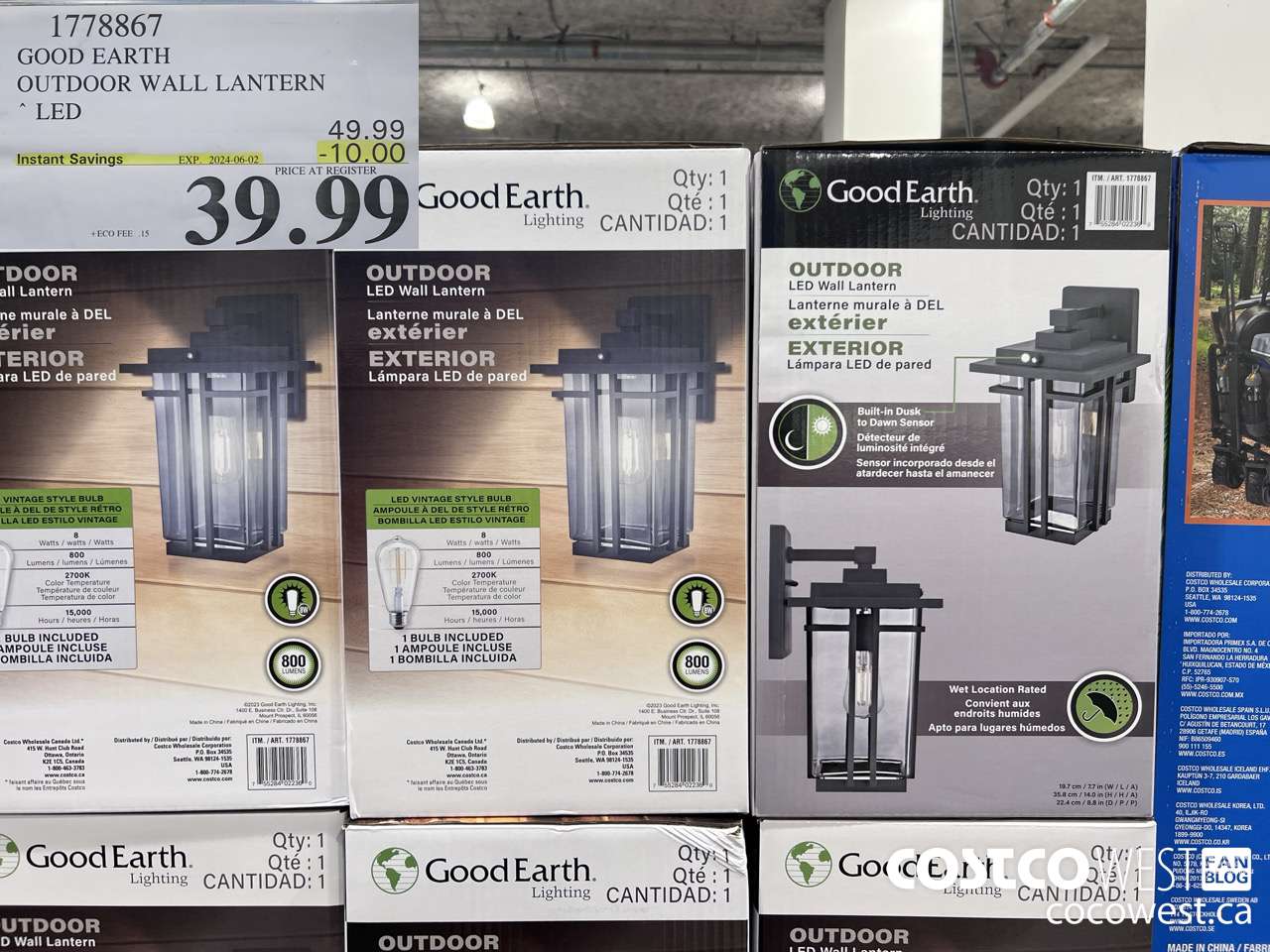 1778867 GOOD EARTH OUTDOOR WALL LANTERN LED ($10.00 INSTANT SAVINGS EXPIRES ON 2024-06-02) $39.99