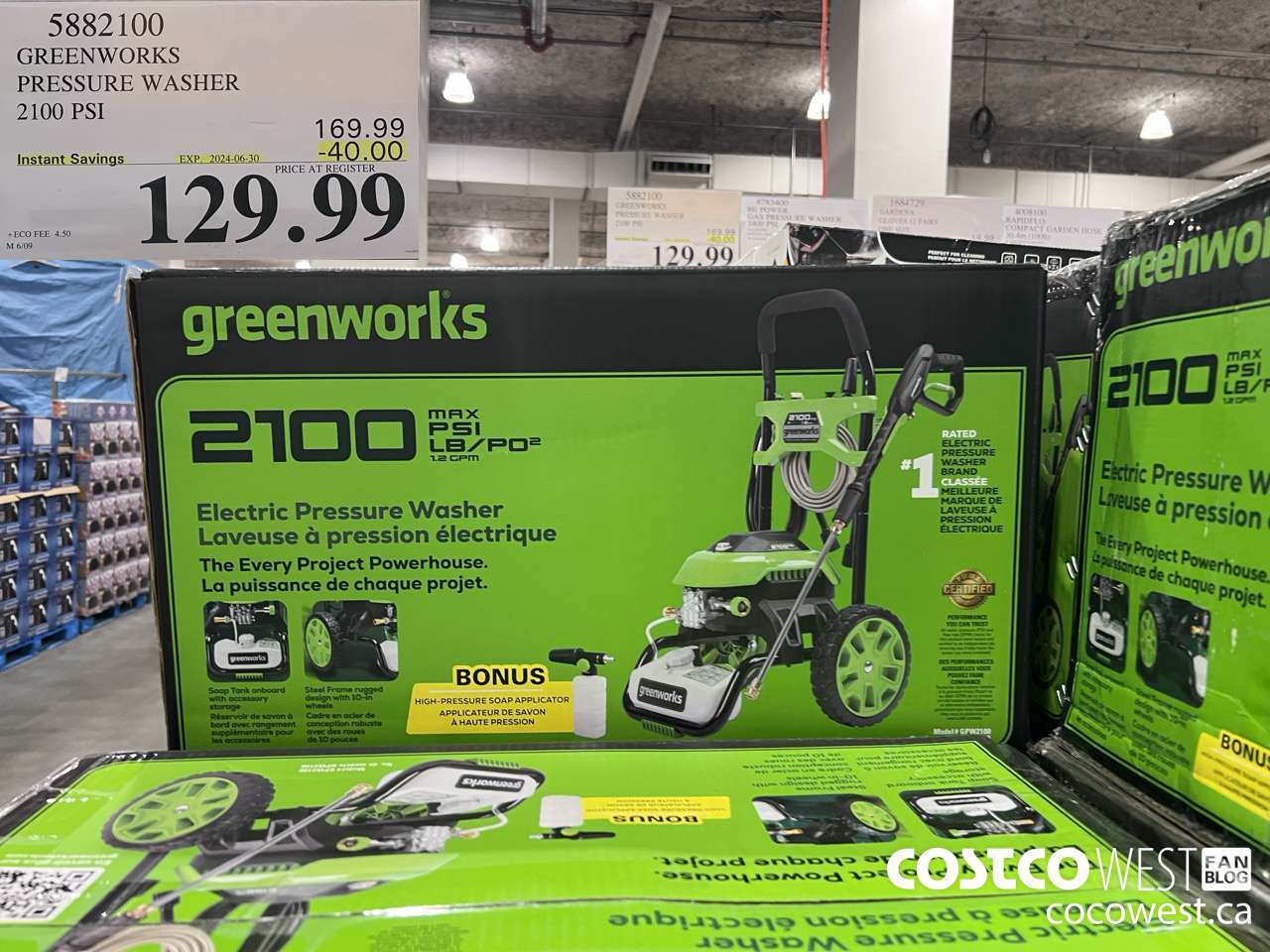 5882100 GREENWORKS PRESSURE WASHER 2100 PSI ($40.00 INSTANT SAVINGS EXPIRES ON 2024-06-30) $129.99