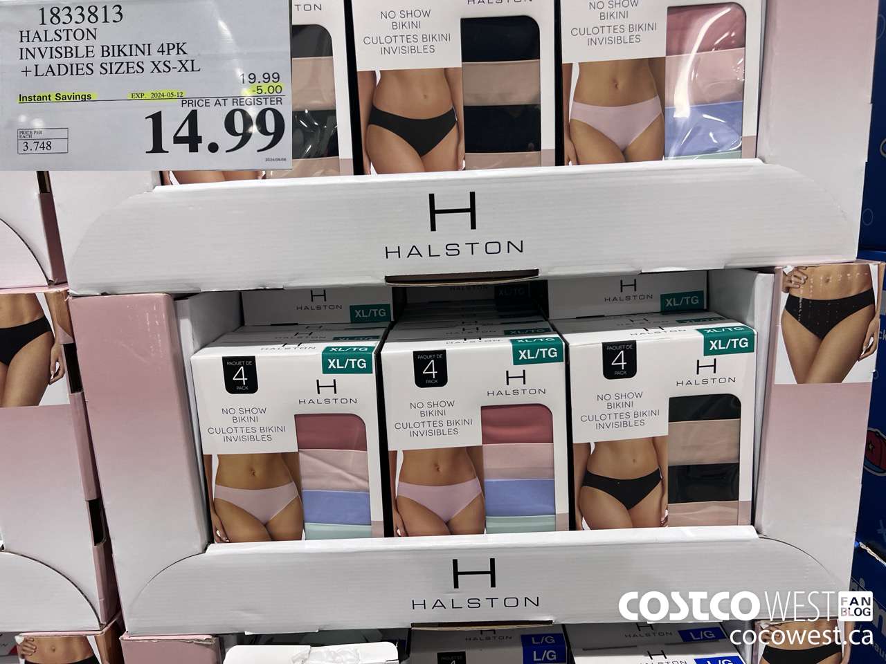 1833813 HALSTON INVISBLE BIKINI 4PK LADIES SIZES XS-XL ($5.00 INSTANT SAVINGS EXPIRES ON 2024-05-12) $14.99