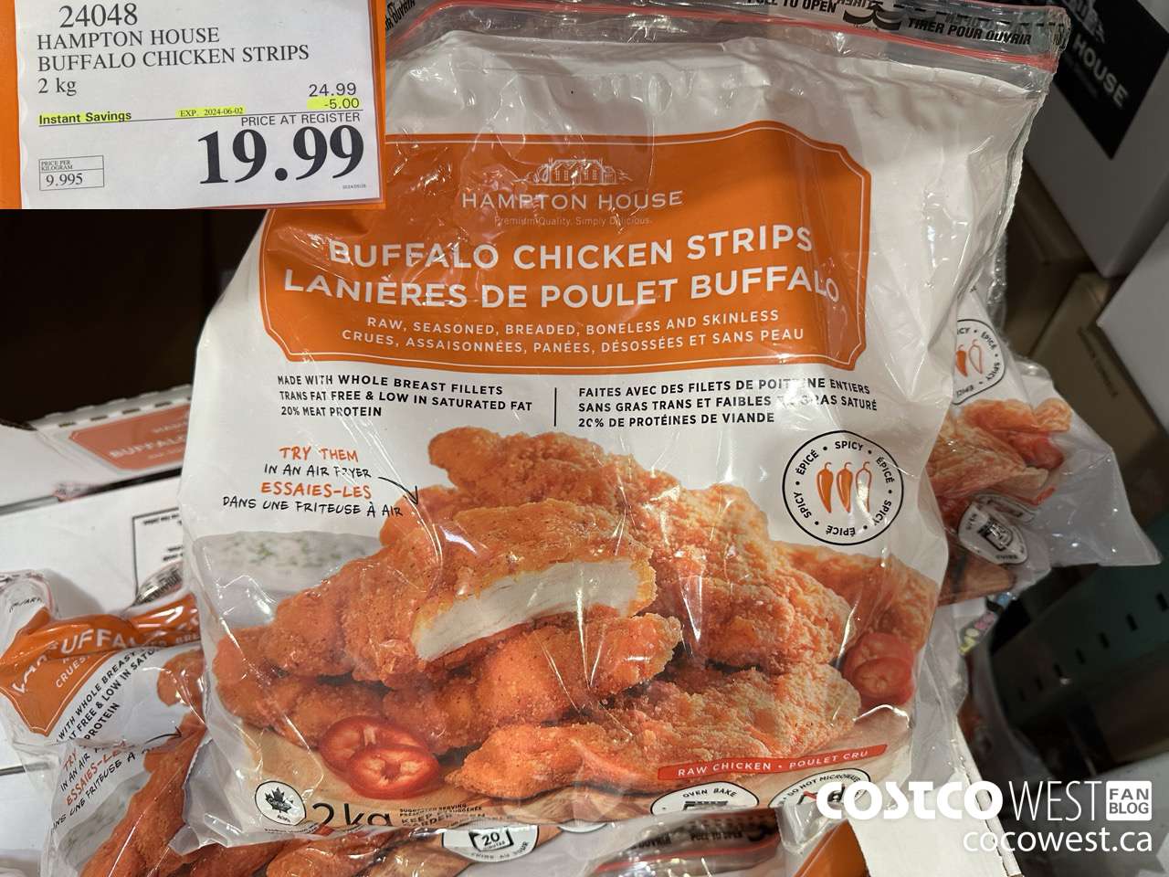24048 HAMPTON HOUSE BUFFALO CHICKEN STRIPS 2 kg ($5.00 INSTANT SAVINGS EXPIRES ON 2024-06-02) $19.99