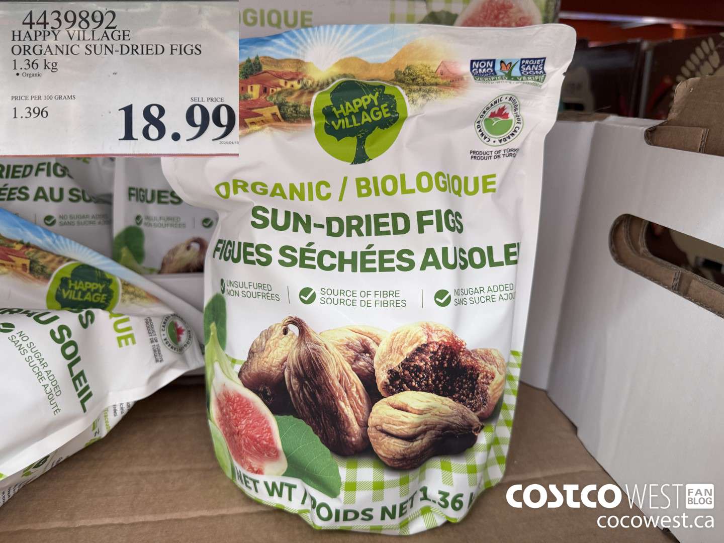 4439892 HAPPY VILLAGE ORGANIC SUN-DRIED FIGS 1.36KG $18.99
