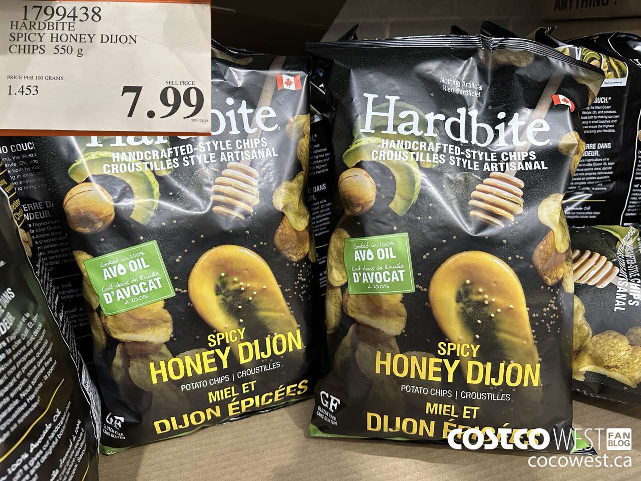 1799438 HARDBITE SPICY HONEY DIJON CHIPS 550G $7.99